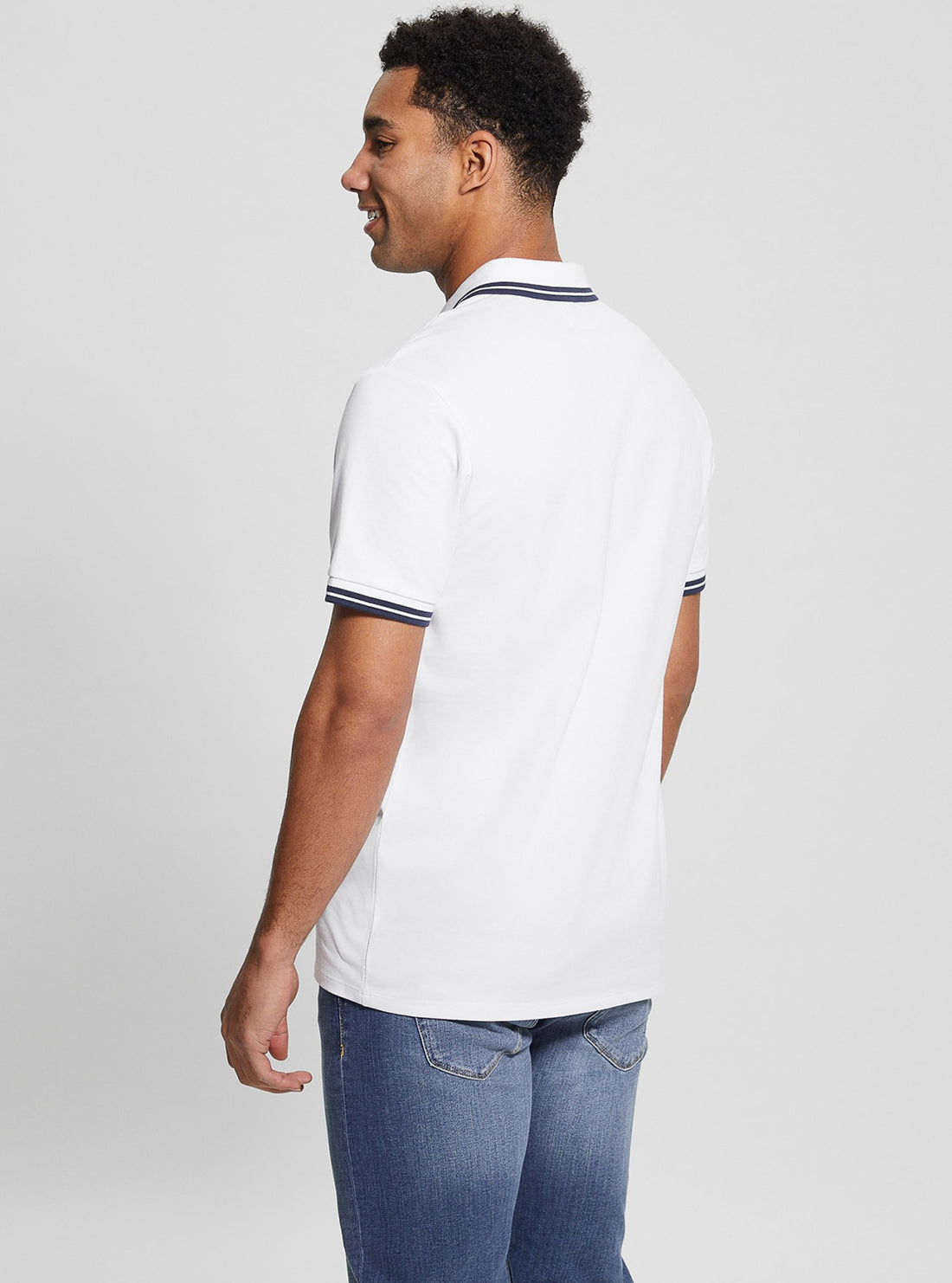 White Pique Triangle Polo T-Shirt