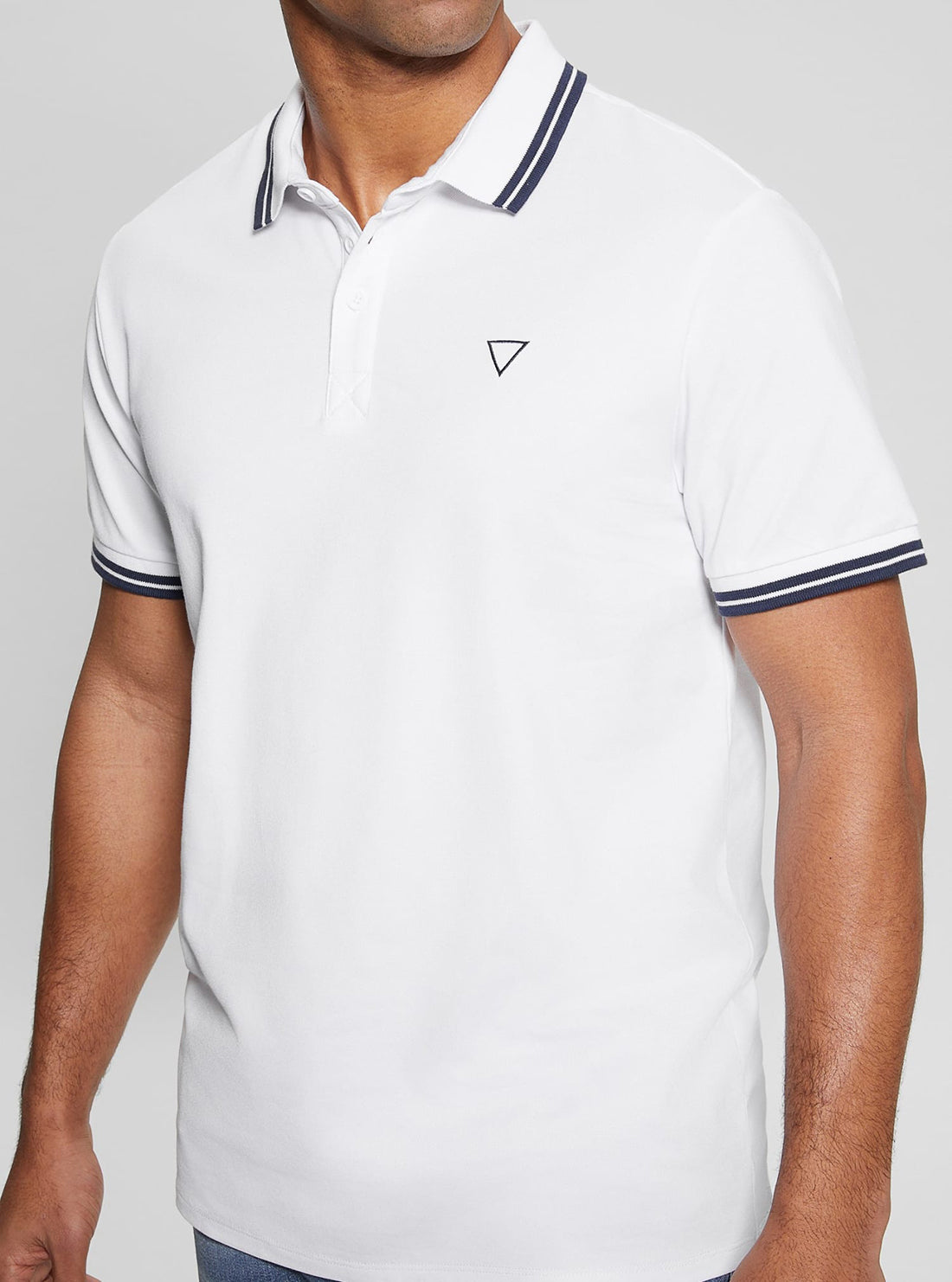 White Pique Triangle Polo T-Shirt