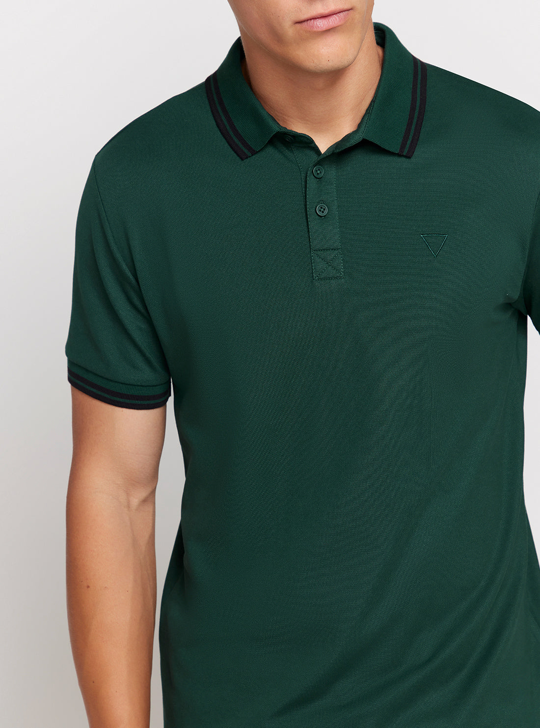 GUESS Green Short Sleeve Pique Polo Shirt detail view