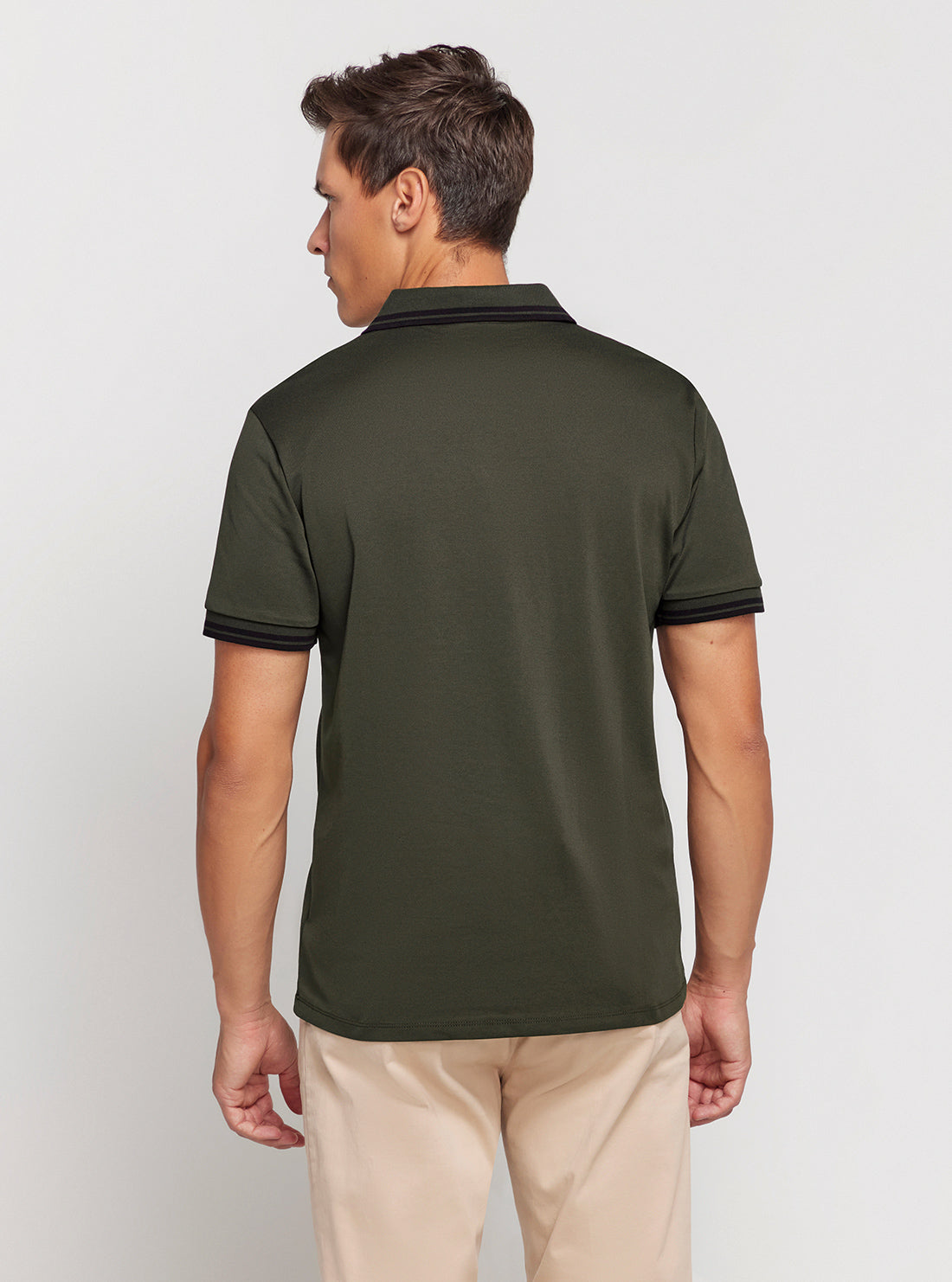GUESS Brown Short Sleeve Pique Polo Shirt back view