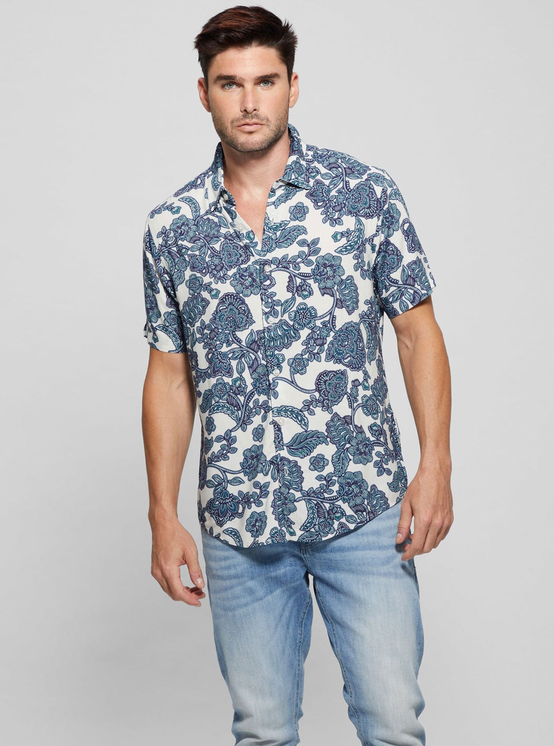 Eco Rayon Jacobean Shirt | GUESS Men's Apparel | Front view
