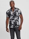 Eco Black Rayon Floral Shirt | GUESS Men's Apparel | front view