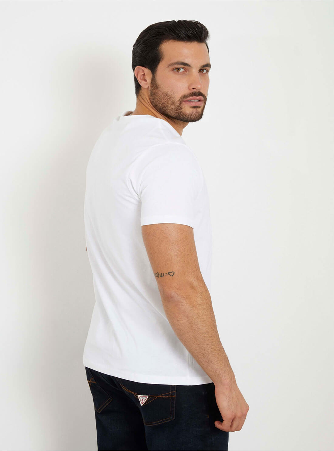 White L.A. Logo T-Shirt | GUESS men's apparel | back view