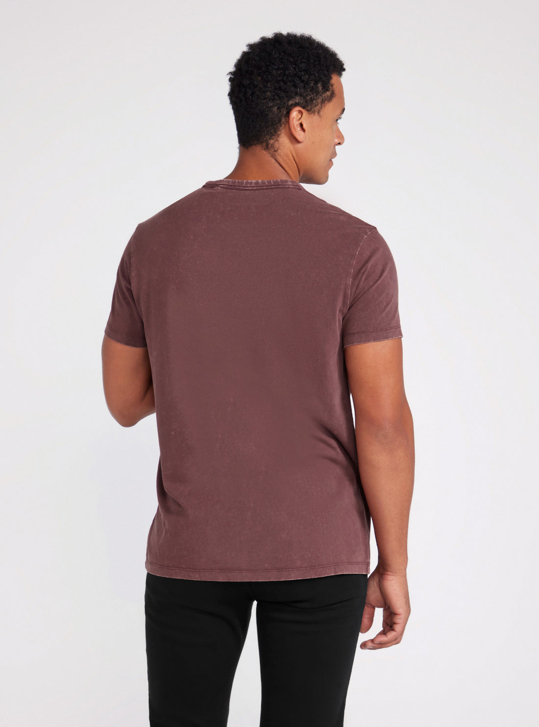 Maroon Embroidered Washed Logo T-Shirt | GUESS men's apparel | back view