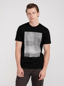GUESS Black Moon Print Short Sleeve T-Shirt front view