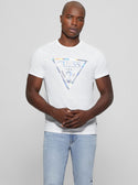 White Iridescent Logo T-Shirt | GUESS Men's Apparel | front view
