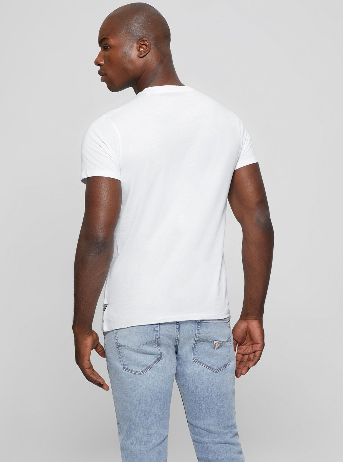 White Iridescent Logo T-Shirt | GUESS Men's Apparel | back view