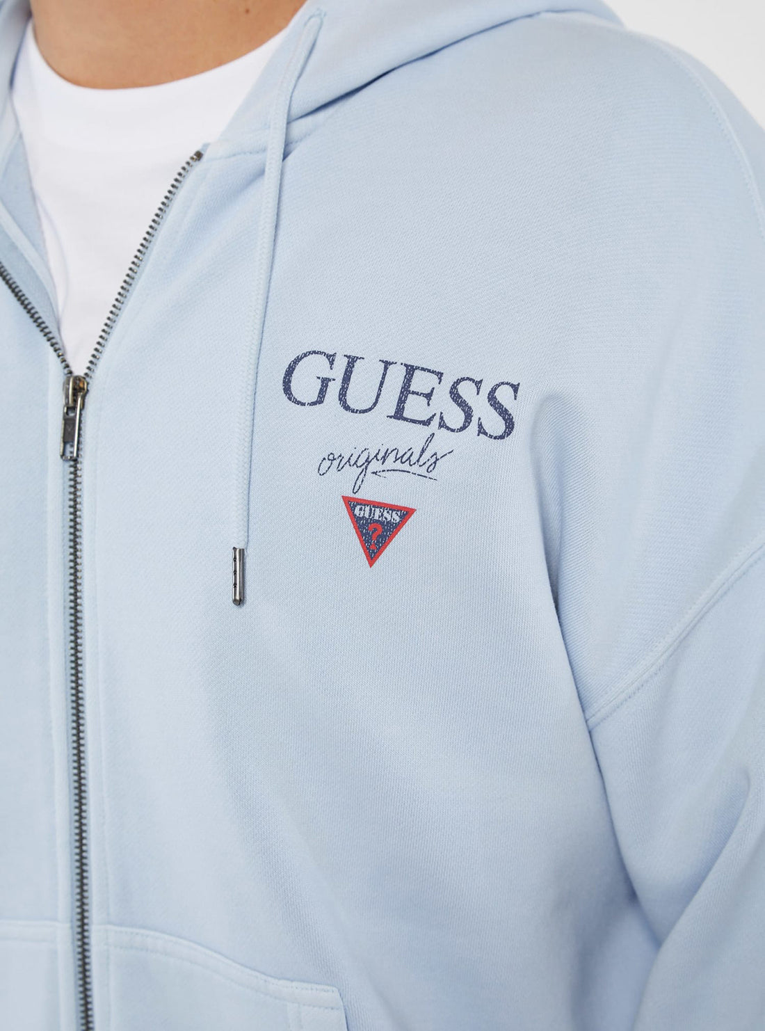 Guess Originals Blue Stacked Logo Hoodie