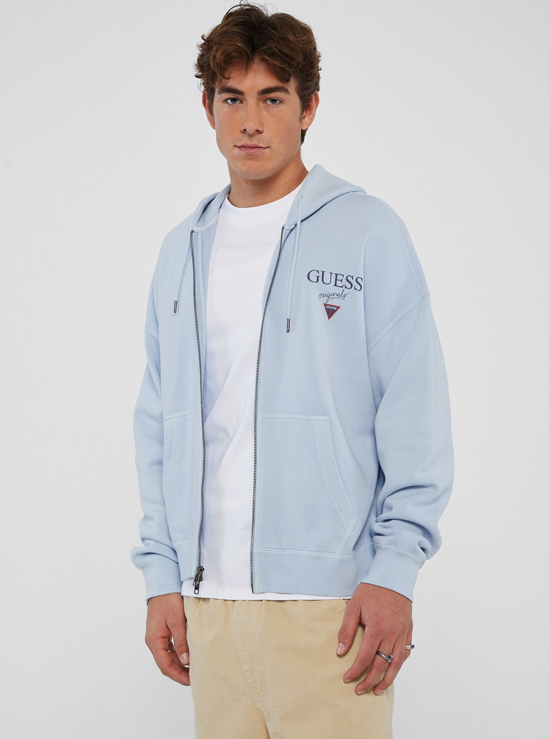 Guess Originals Blue Stacked Logo Hoodie