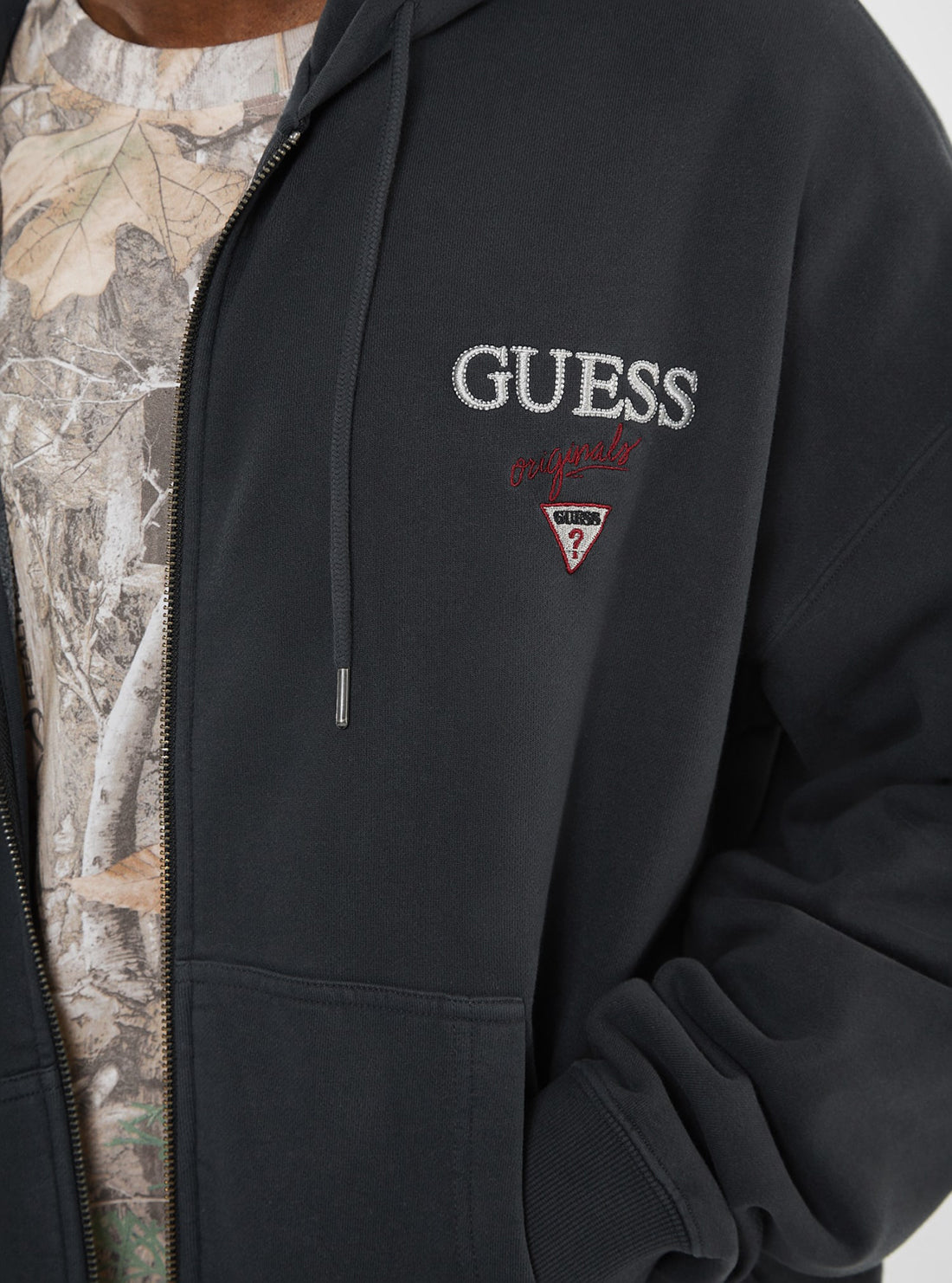 Guess Originals Black Stacked Logo Hoodie