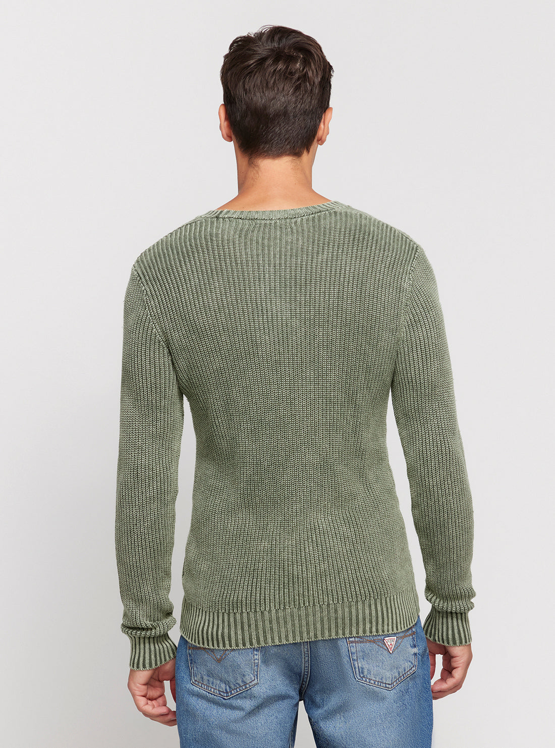 GUESS Green Bleach Angus Sailor Ribbed Sweater back view