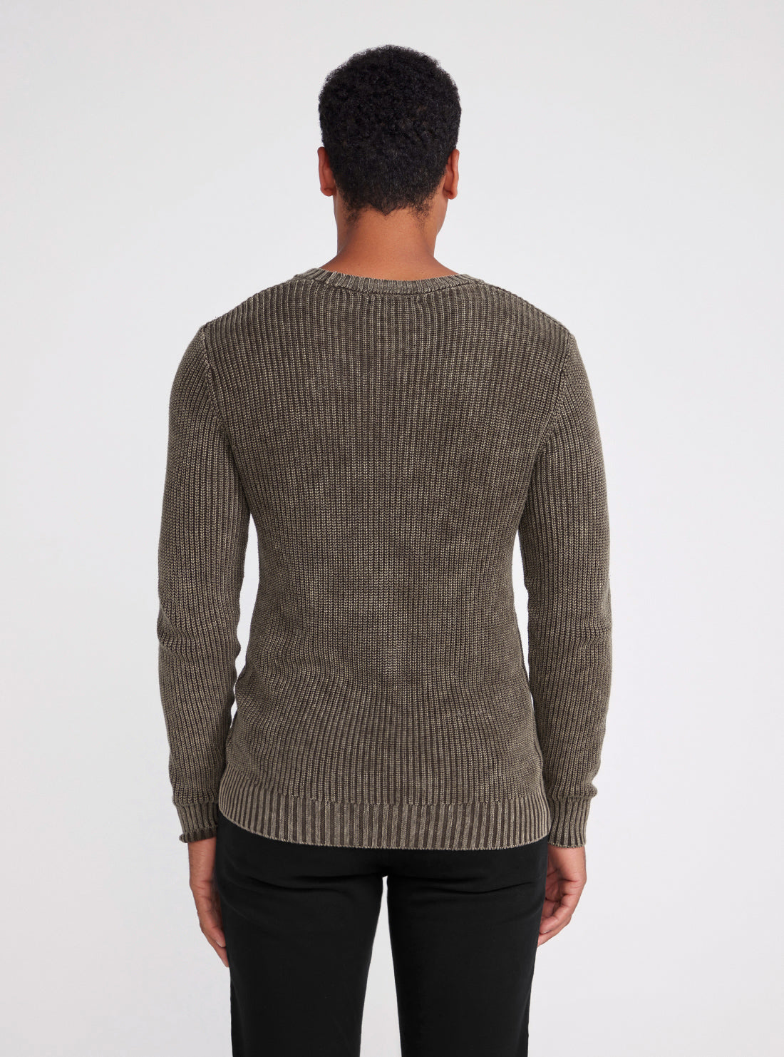 Espresso Brown Angus Knit Jumper | GUESS Men's Apparel | back view