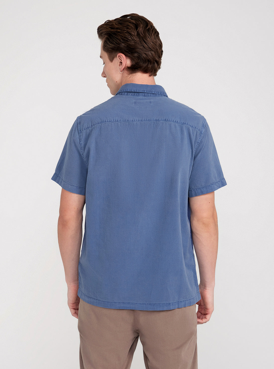 GUESS Blue Short Sleeves Collins Seersucker Shirt back view