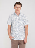 Leaf Print Short Sleeve Collins Shirt front view