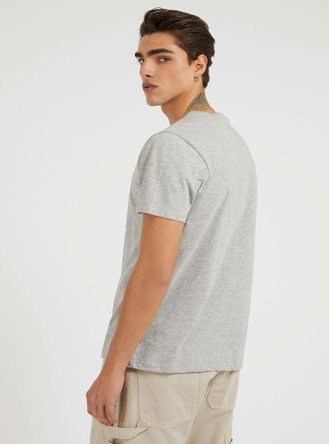 Eco Grey Embroidered Logo T-Shirt | GUESS Men's Apparel | back view