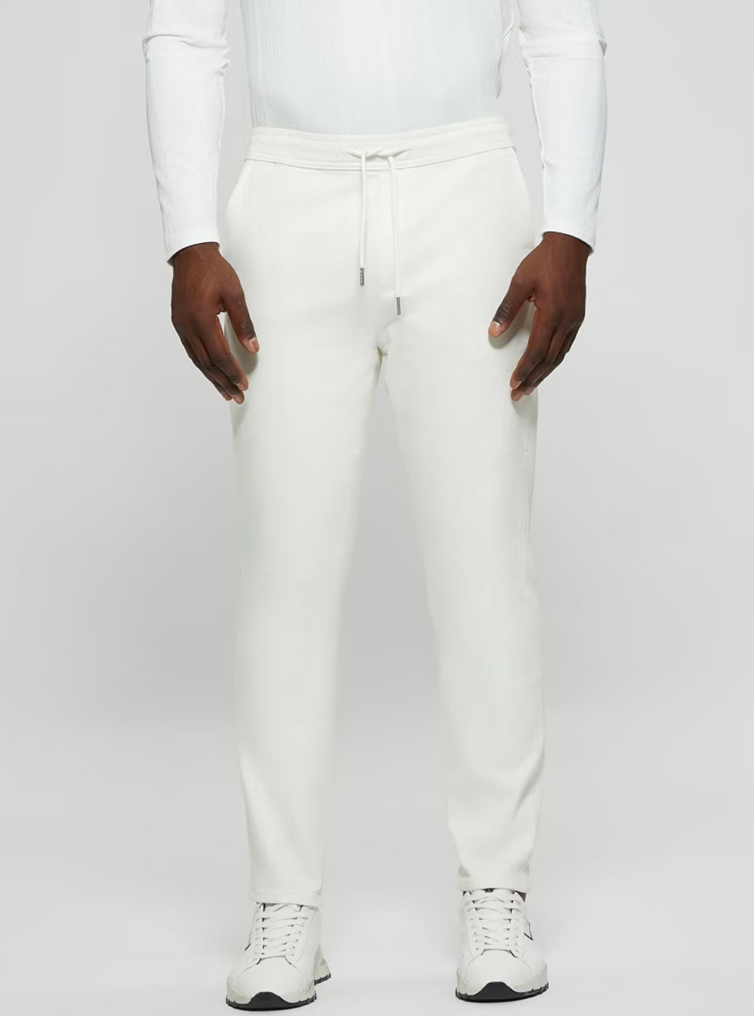 Eco White Drawstring Denim Pants | GUESS Men's | Front view