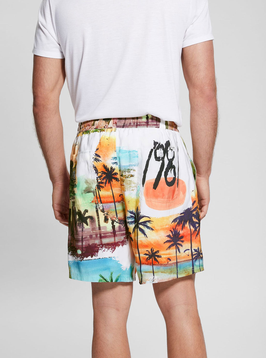 Watercolour Sandwashed Shorts | GUESS Men's | back view