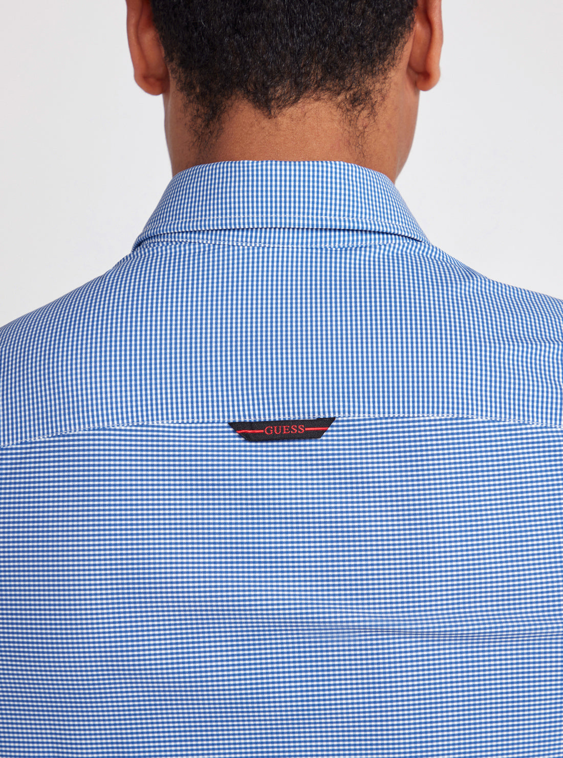 Blue Sunset Tech Stretch Shirt | GUESS Men's apparel | back detail view