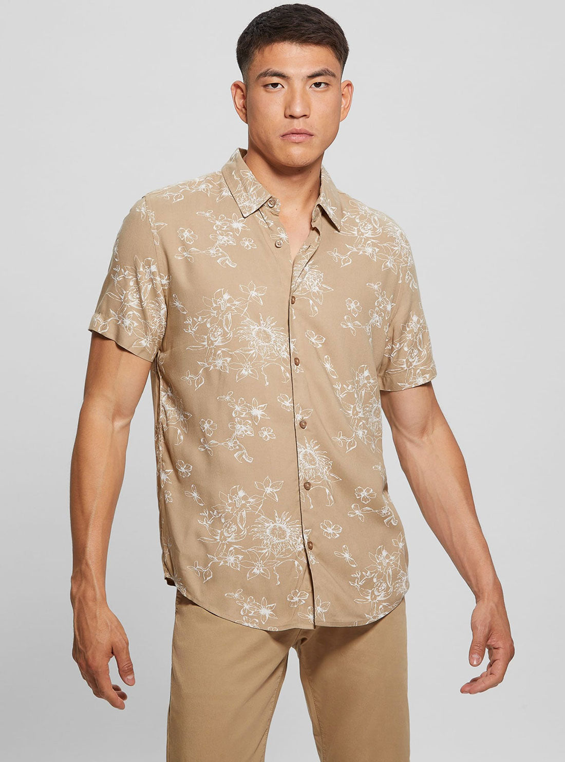 Eco Rayon Sienna Floral Shirt | GUESS Men's | Front view