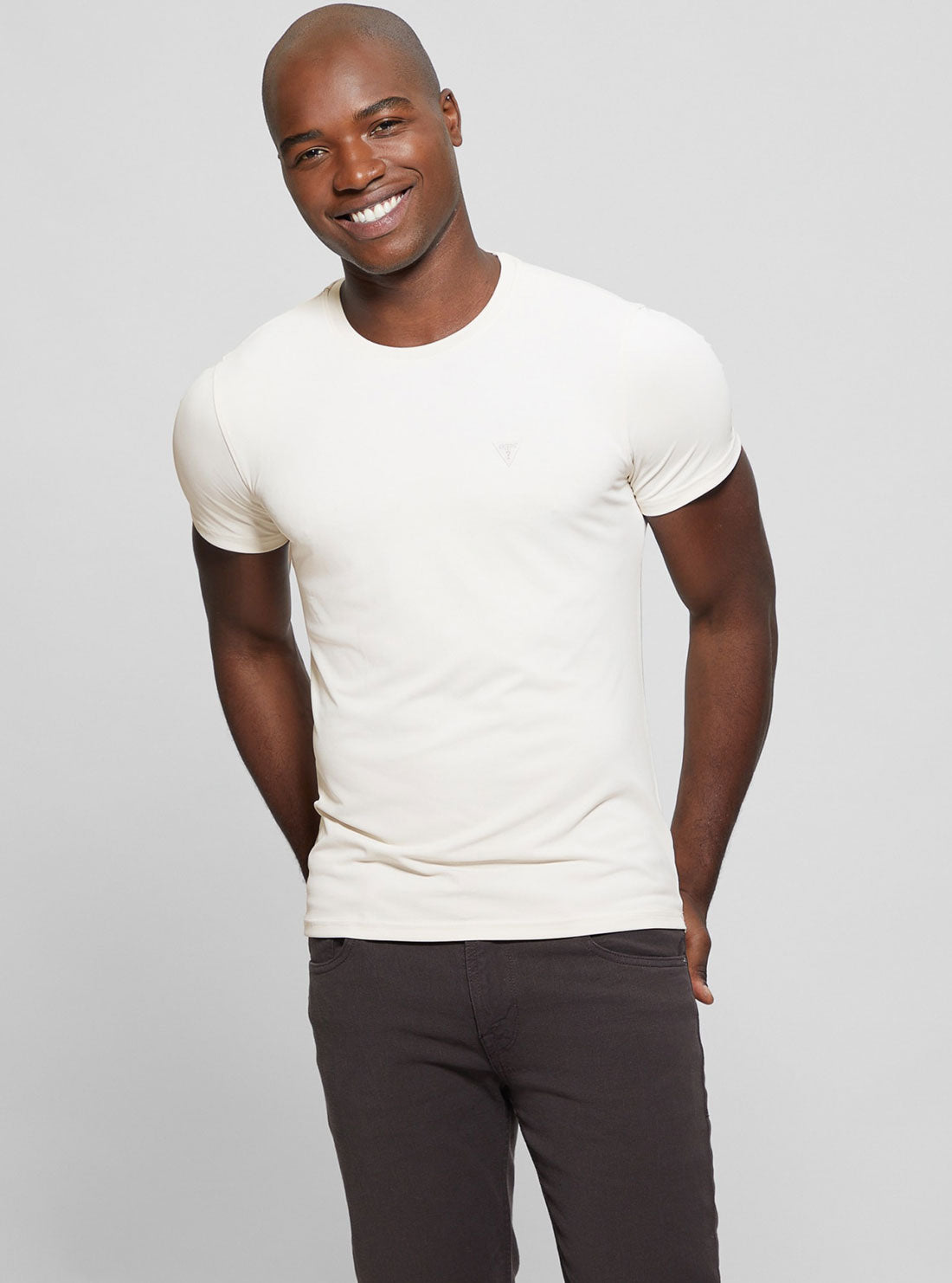 White Stretch T-Shirt | GUESS Men's Apparel | front view