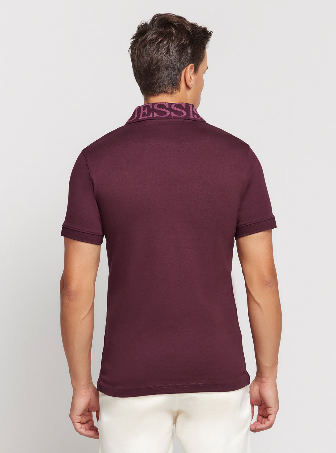 GUESS Eco Red Maroon Nolan Polo T-Shirt back view