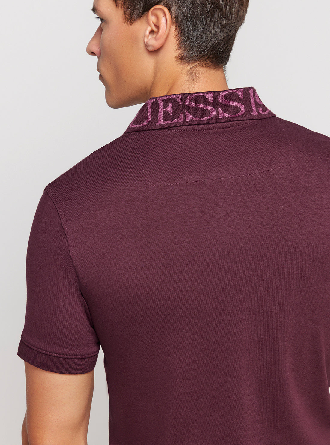 GUESS Eco Red Maroon Nolan Polo T-Shirt back view
