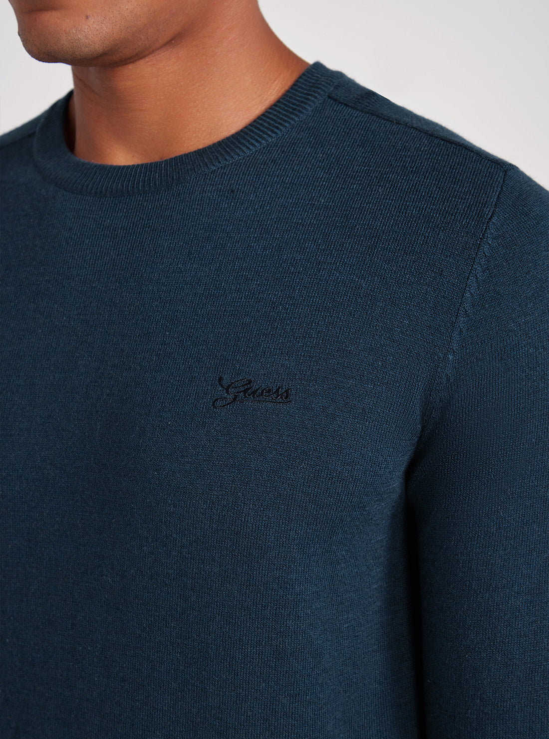 Coastal Blue Valentine Knit Jumper | GUESS Men's Apparel | detail view