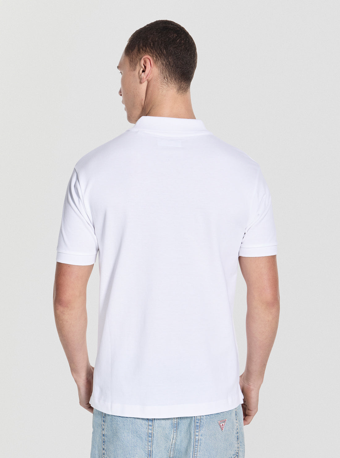 Guess Jeans White Embroidered Polo Shirt M4BP29KCJV1 Back view