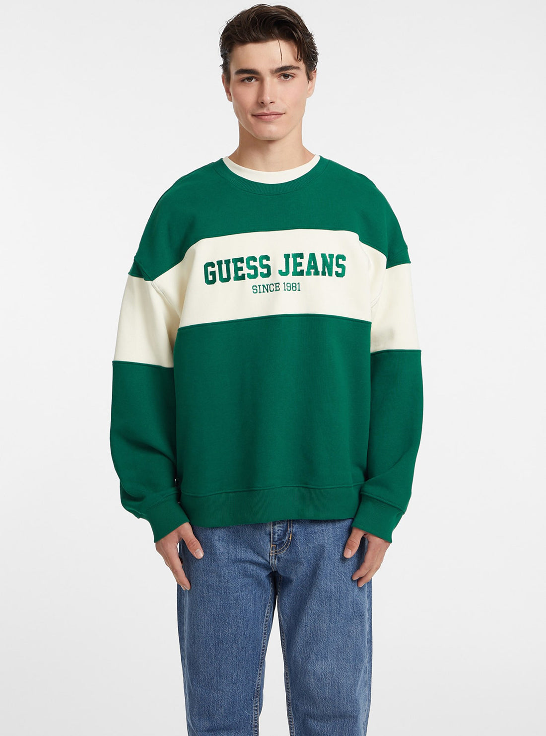 Guess Jeans Green Logo Jumper