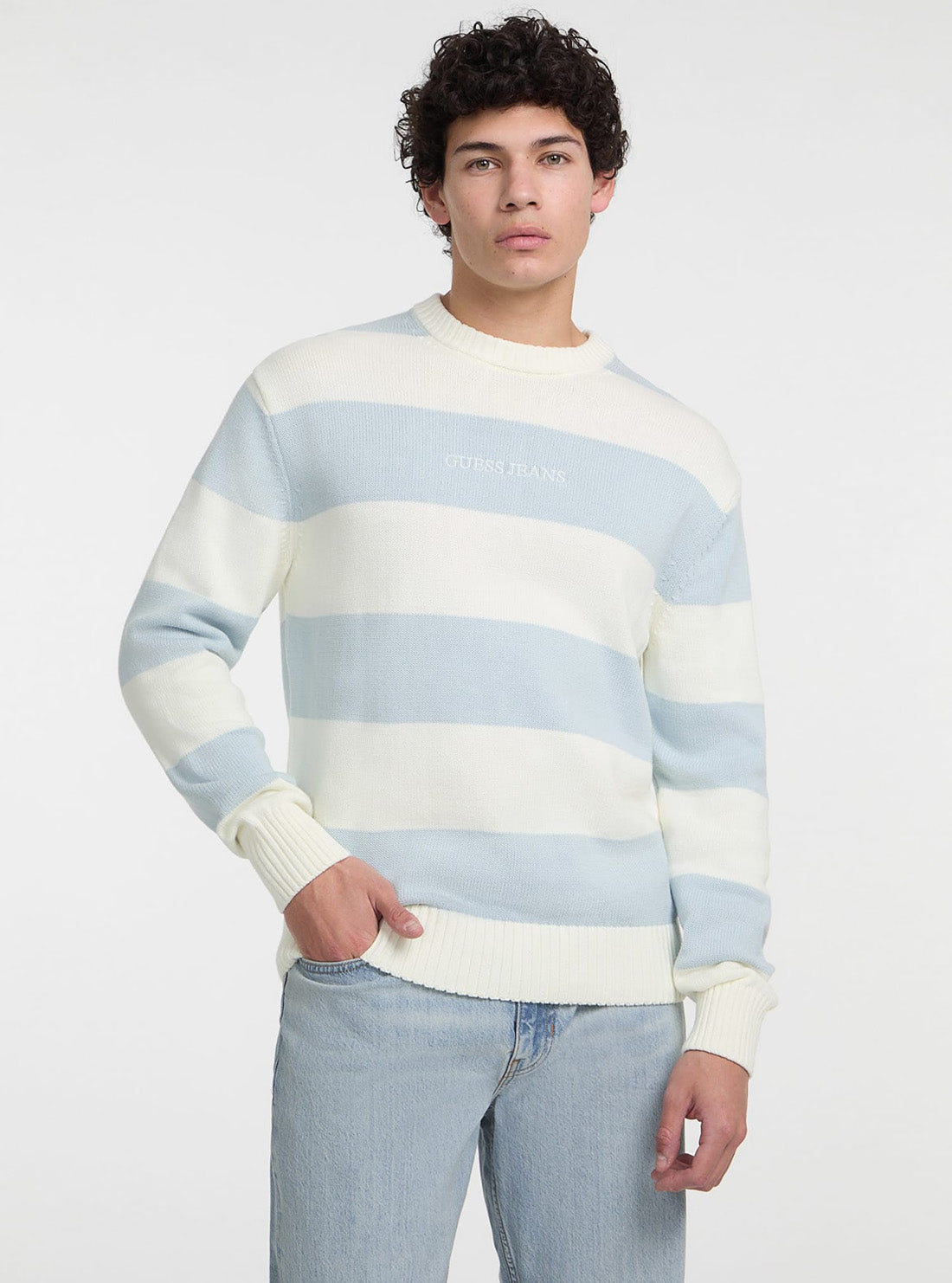 Guess Jeans Blue Striped Sweater M4BR37Z3HM1 Front View