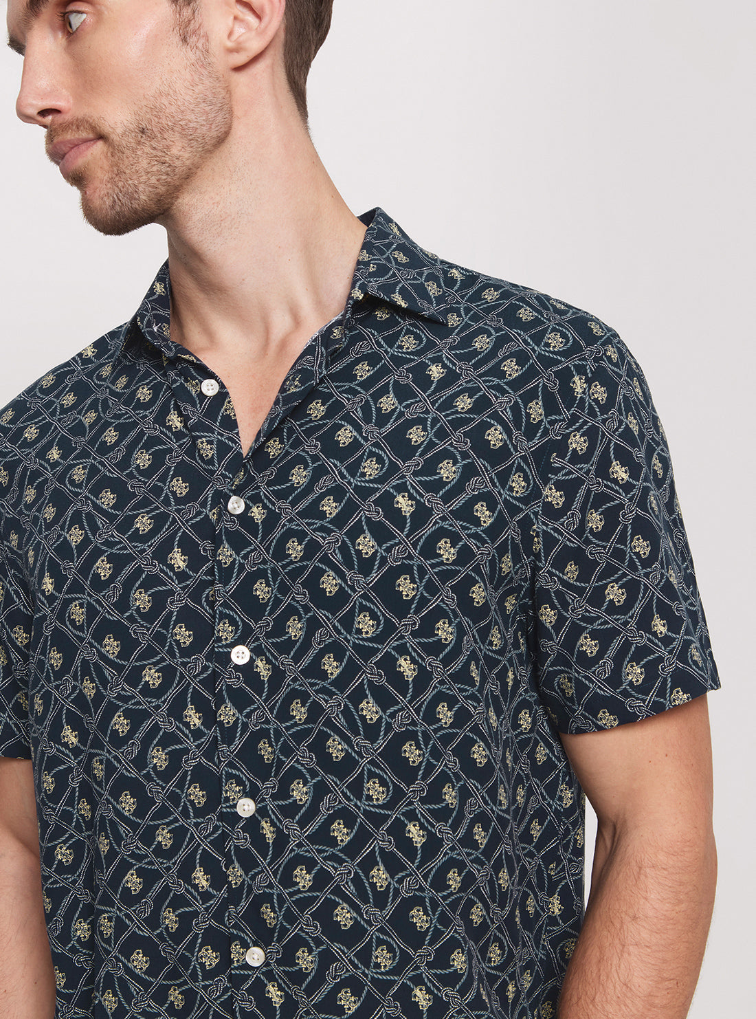 GUESS Eco Blue Rope Print Short Sleeve Shirt  detail view