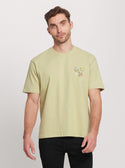 GUESS Green Abstract Flower Logo T-Shirt front view