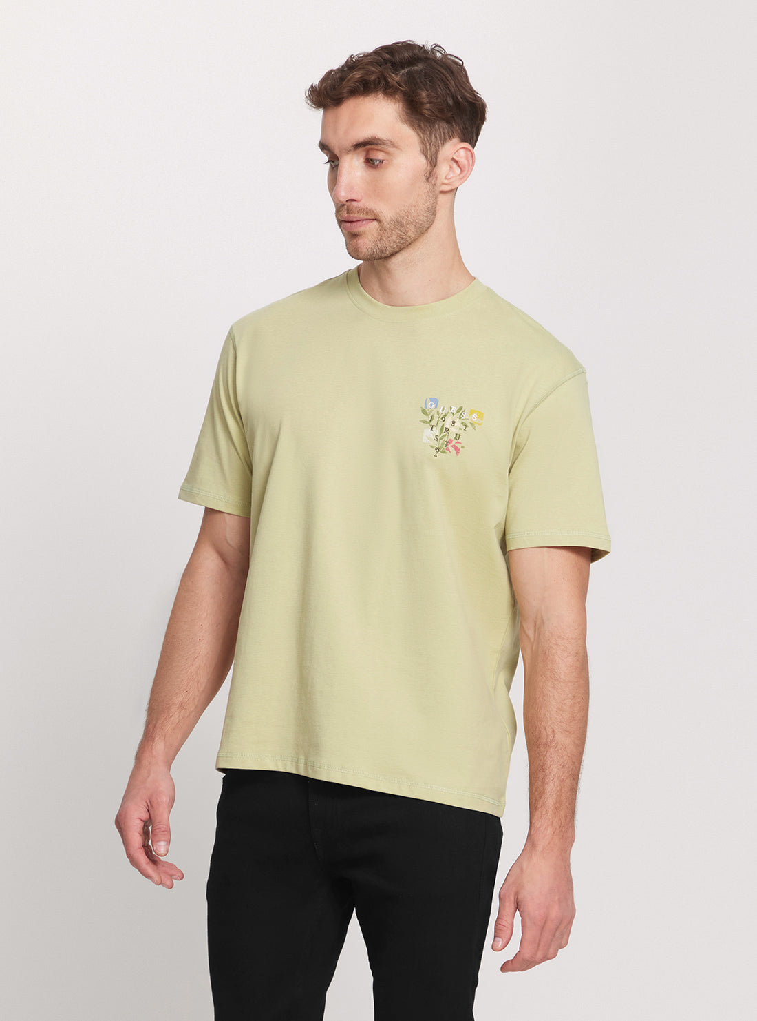 Green Abstract Flower Logo T-Shirt side view