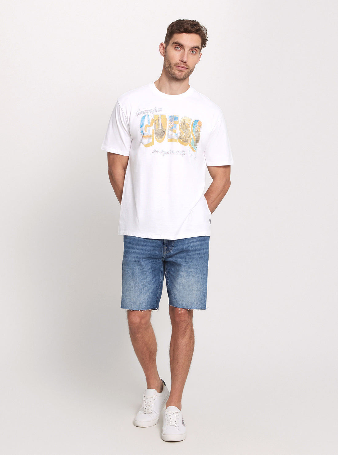 GUESS Eco White Logo Postcard T-Shirt