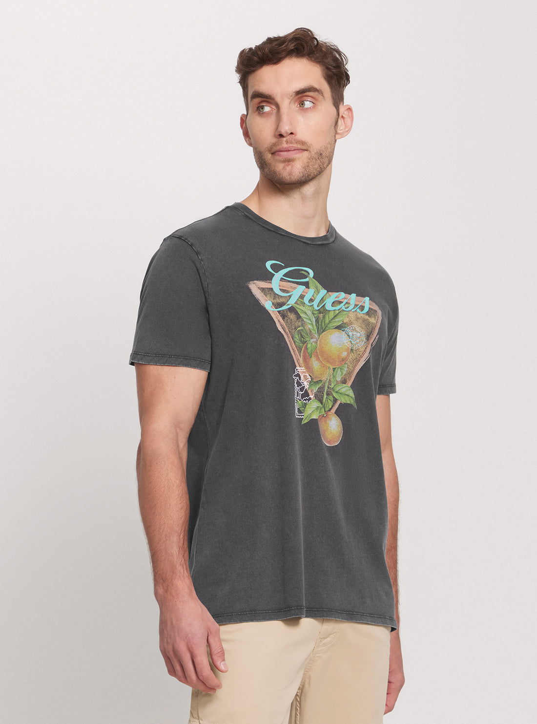 GUESS Eco Grey Paradise Logo T-Shirt side view