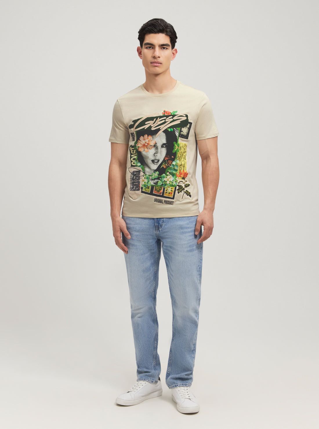 Eco Beige Botanical Collage T-Shirt