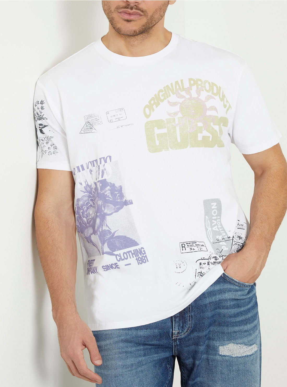 Eco White Faded Stamp T-Shirt