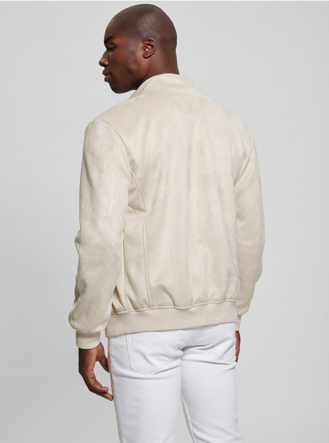 Beige Soft Suede Jacket back view