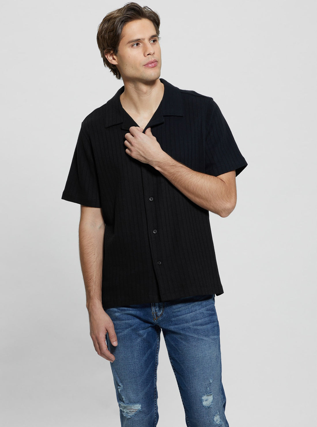 GUESS Black Toledo Short Sleeve Shirt front view