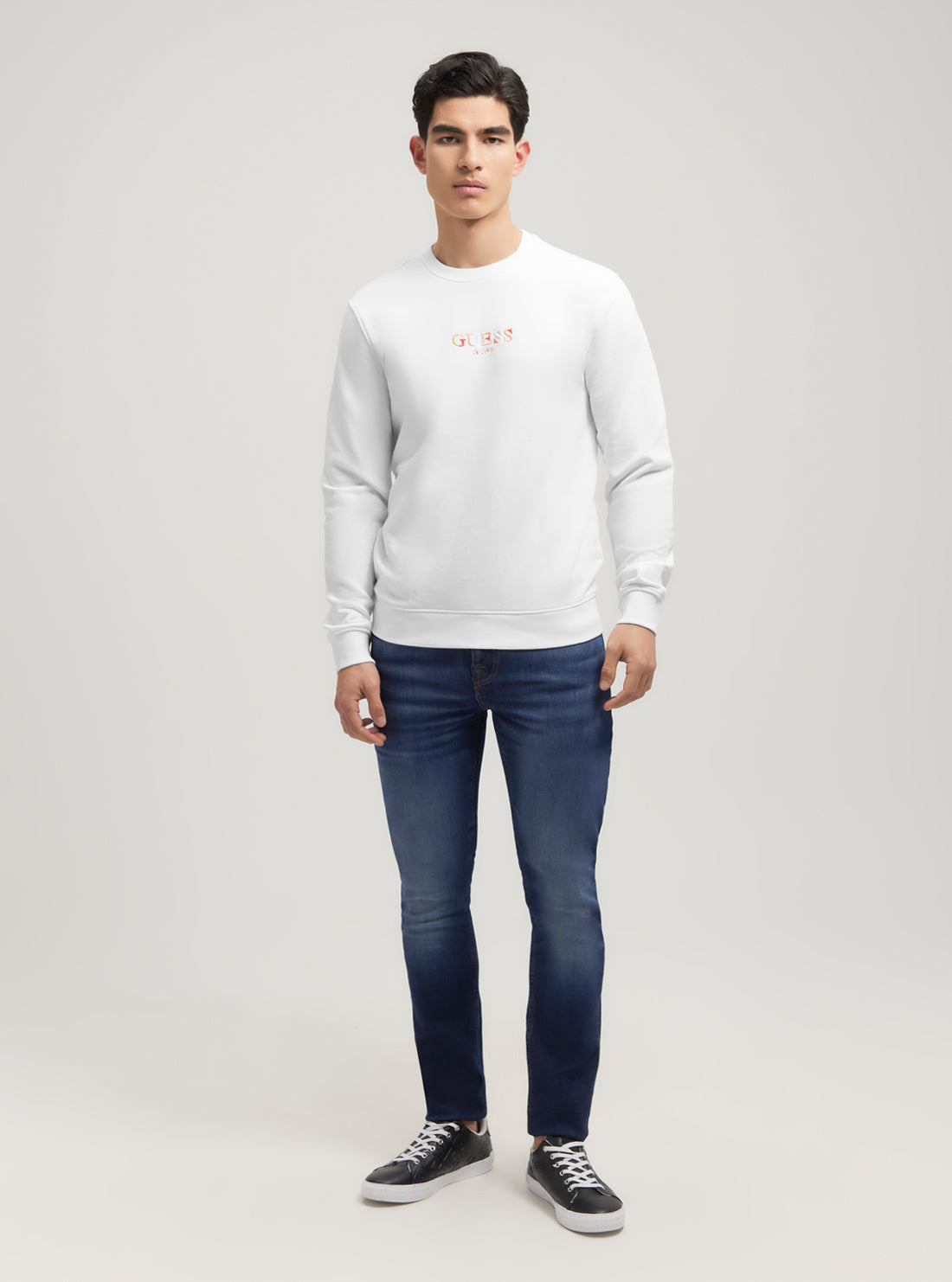 GUESS Eco White Multicolour Logo Jumper full view