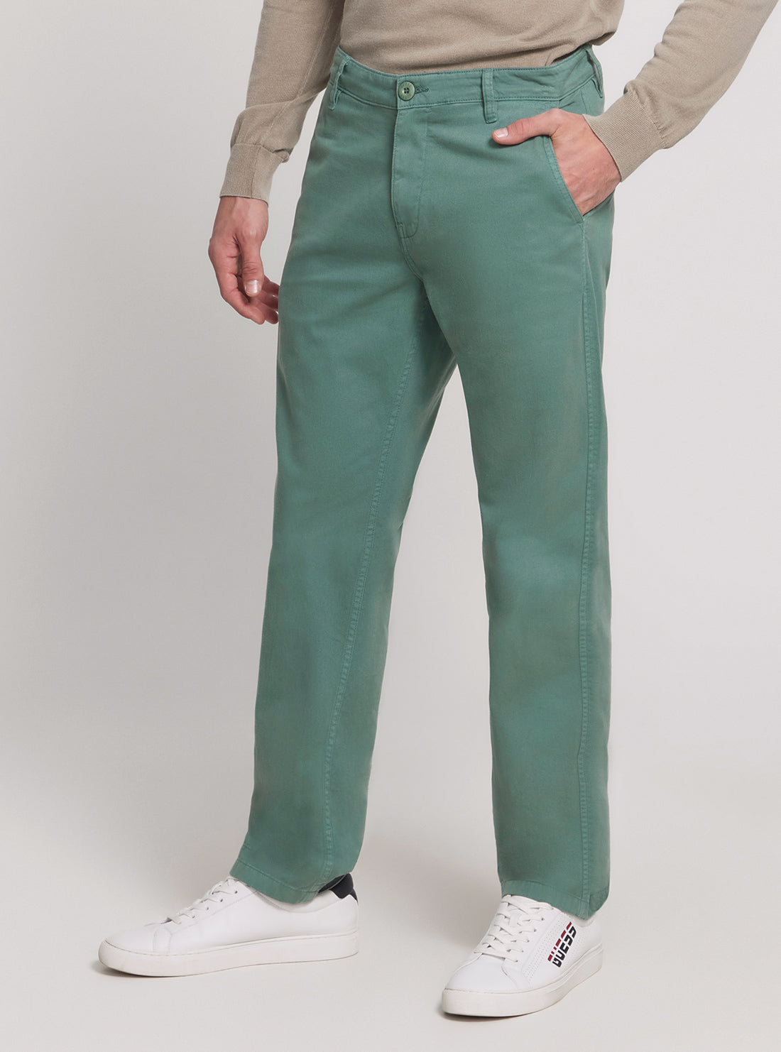 GUESS Green Mid-Rise Angels Chino Pants side view