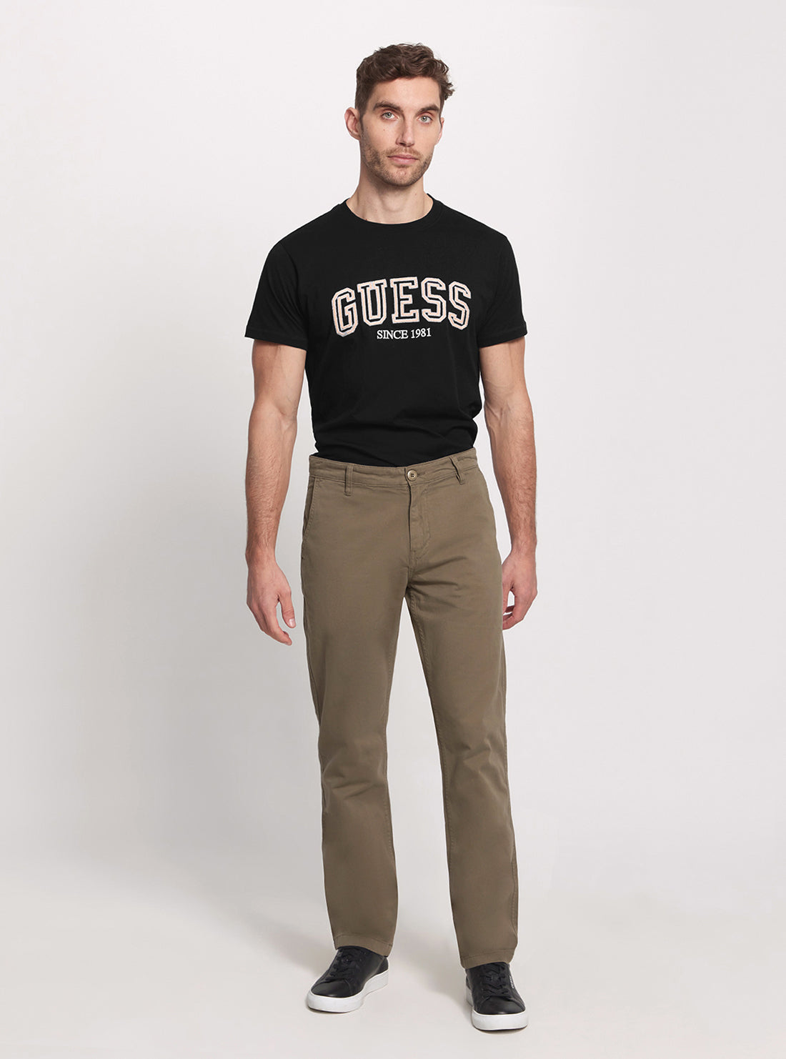 GUESS Brown Mid-Rise Angels Chino Pants full view