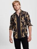 GUESS Eco Black Gold Chain Shirt front view