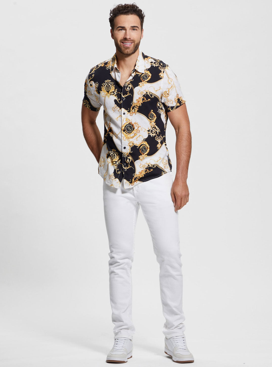 GUESS Eco Gold Chain Print Short Sleeve Shirt full view