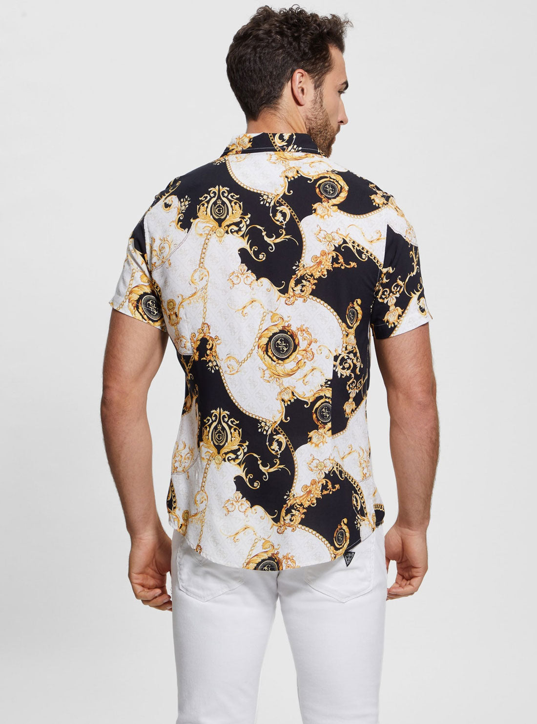 GUESS Eco Gold Chain Print Short Sleeve Shirt back view
