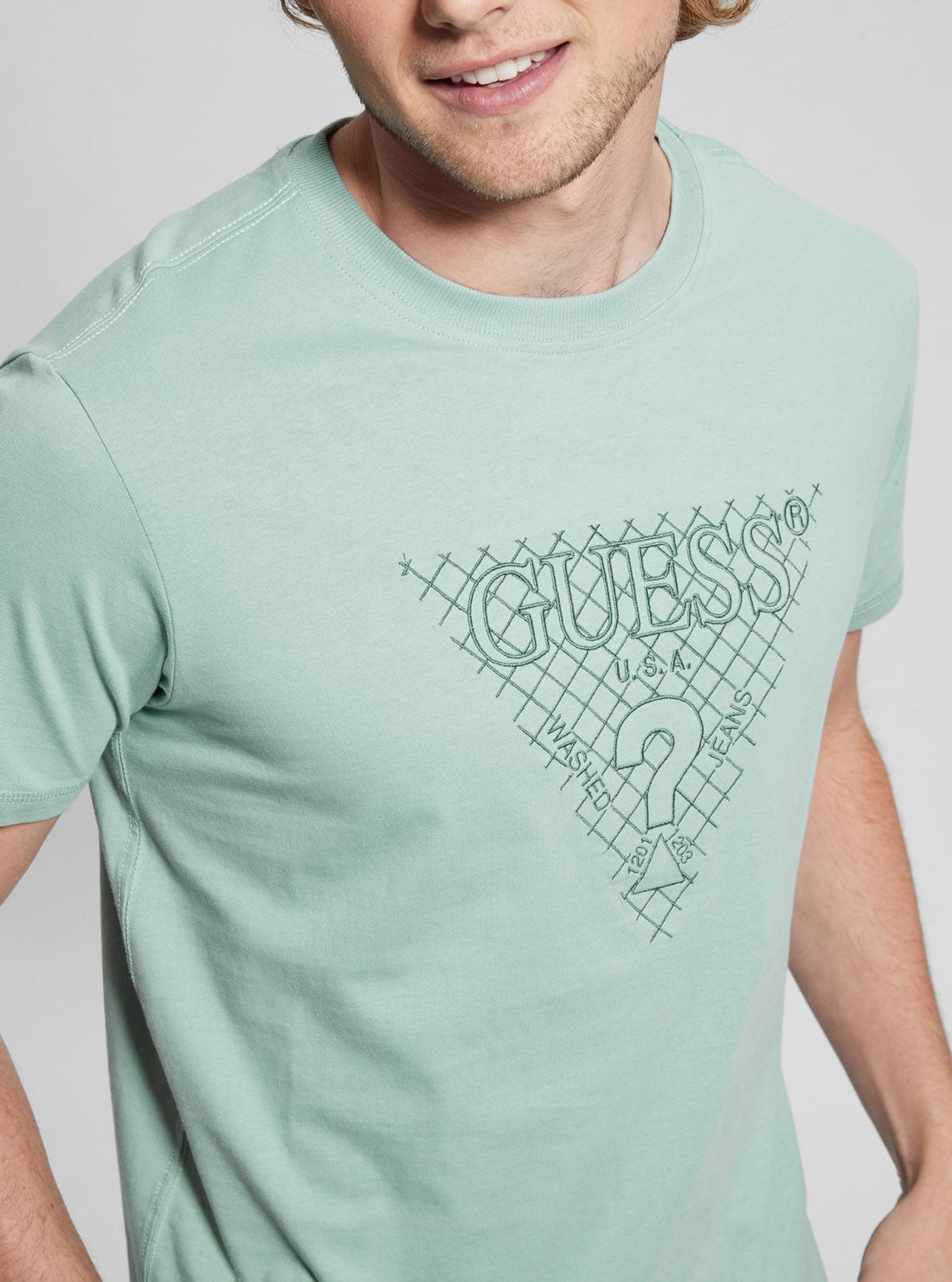 GUESS Eco Green Triangle Embro T-Shirt detail view