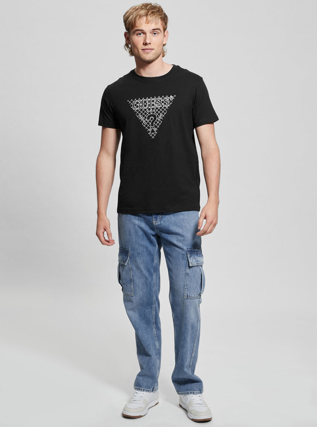 GUESS Black Triangle Embro T-Shirt full view