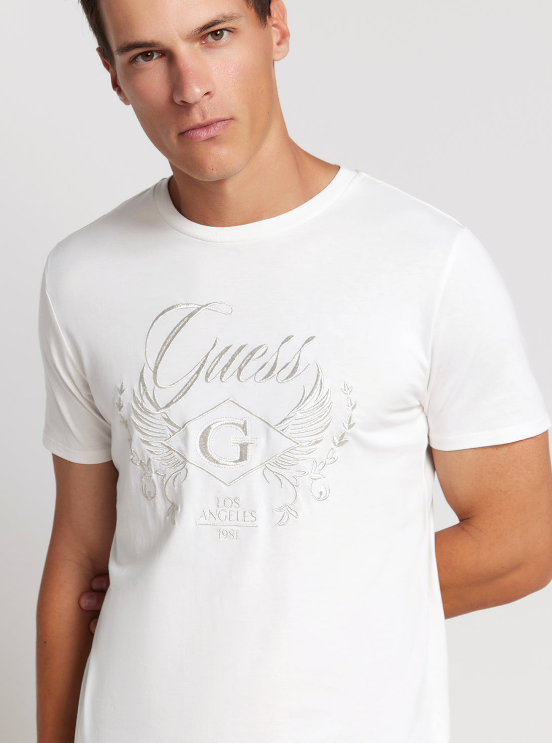 GUESS Eco White Wing Crest T-Shirt detail view