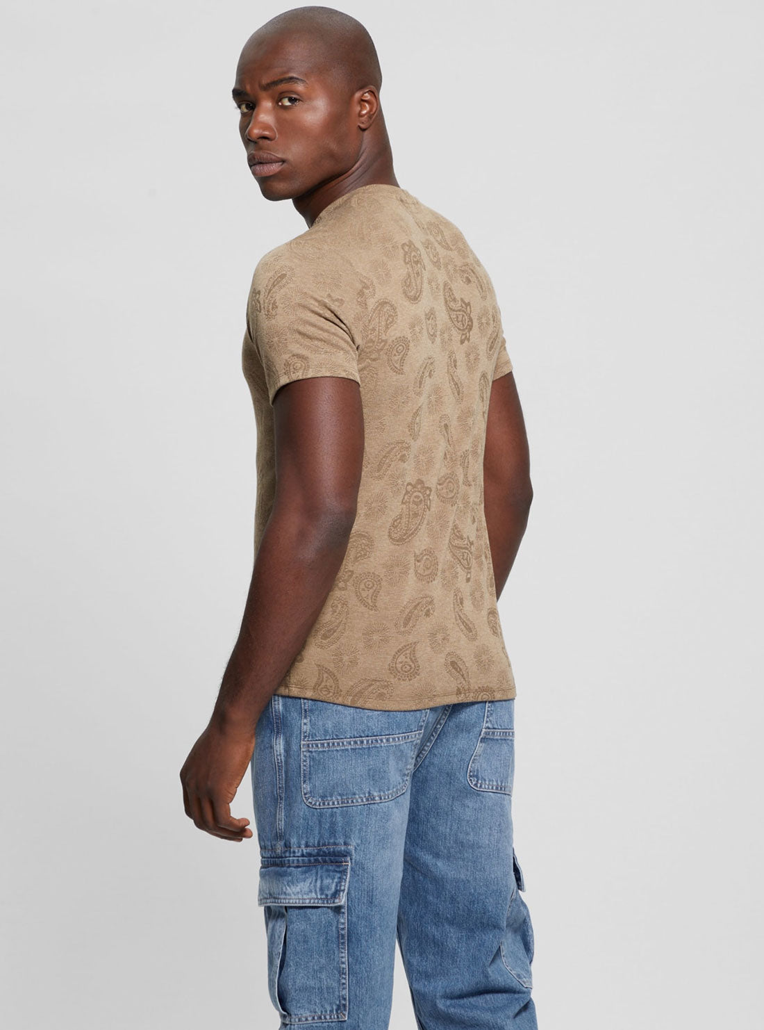 GUESS Beige Granada Jacquard Knit T-Shirt side view