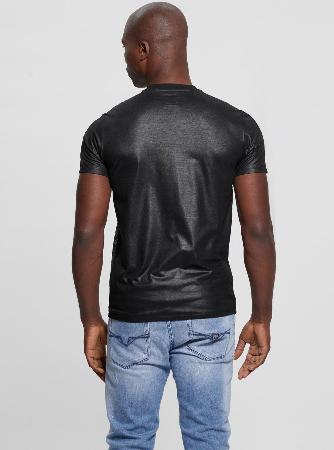 GUESS Black Short Sleeves Logo T-Shirt back view
